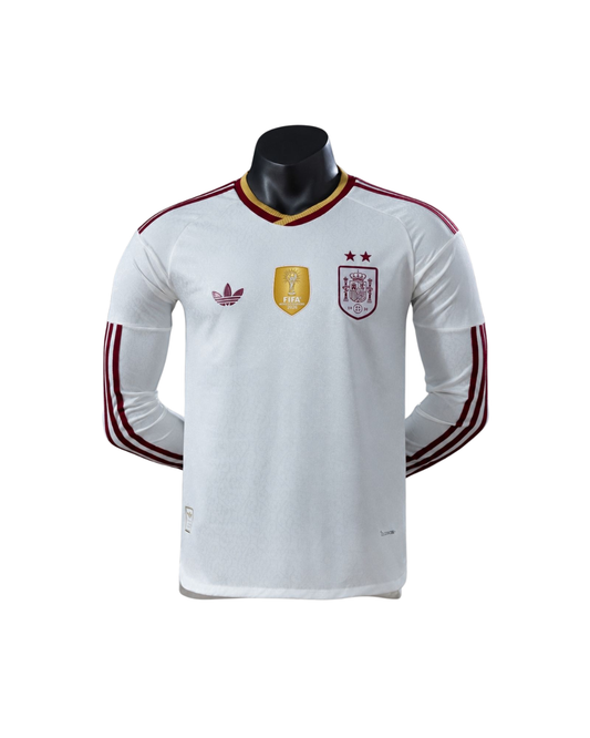 Camiseta España Away 26/27 Manga Larga Con dos estrellas y parche de campeón de la Copa del Mundo