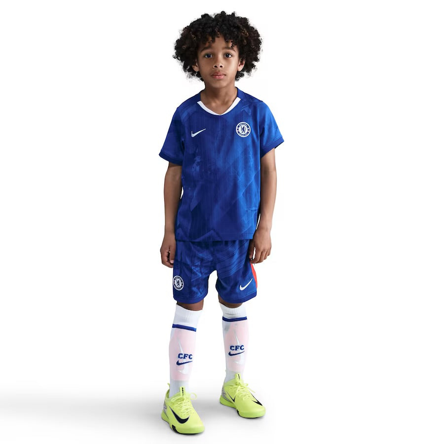 Camisa y Pantalones Cortos para Niños Chelsea Home 25/26-Con Medias