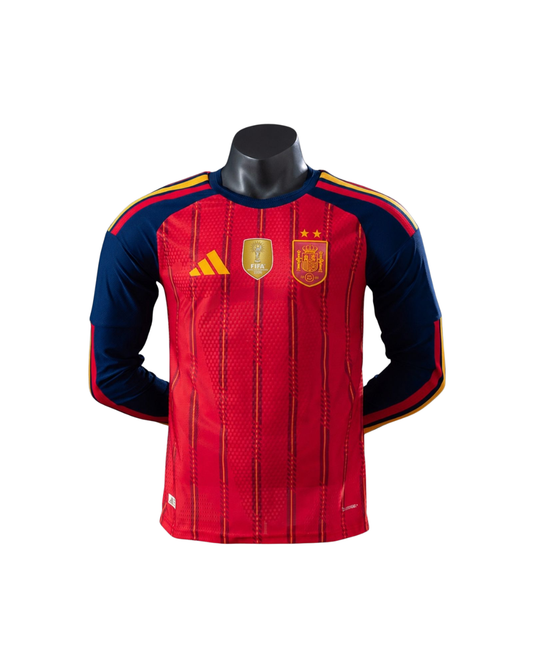 Camiseta España Home 26/27 Manga Larga Con dos estrellas y parche de campeón de la Copa del Mundo
