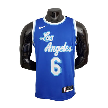 Camiseta Los Angeles Lakers James#6 Latin Night (High Head) Azul NBA