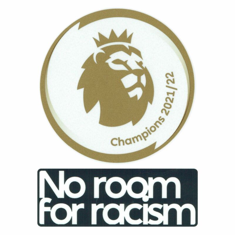 Campeones de la Premier League 21-22 + Juego de parches para jugadores sin espacio para el racismo