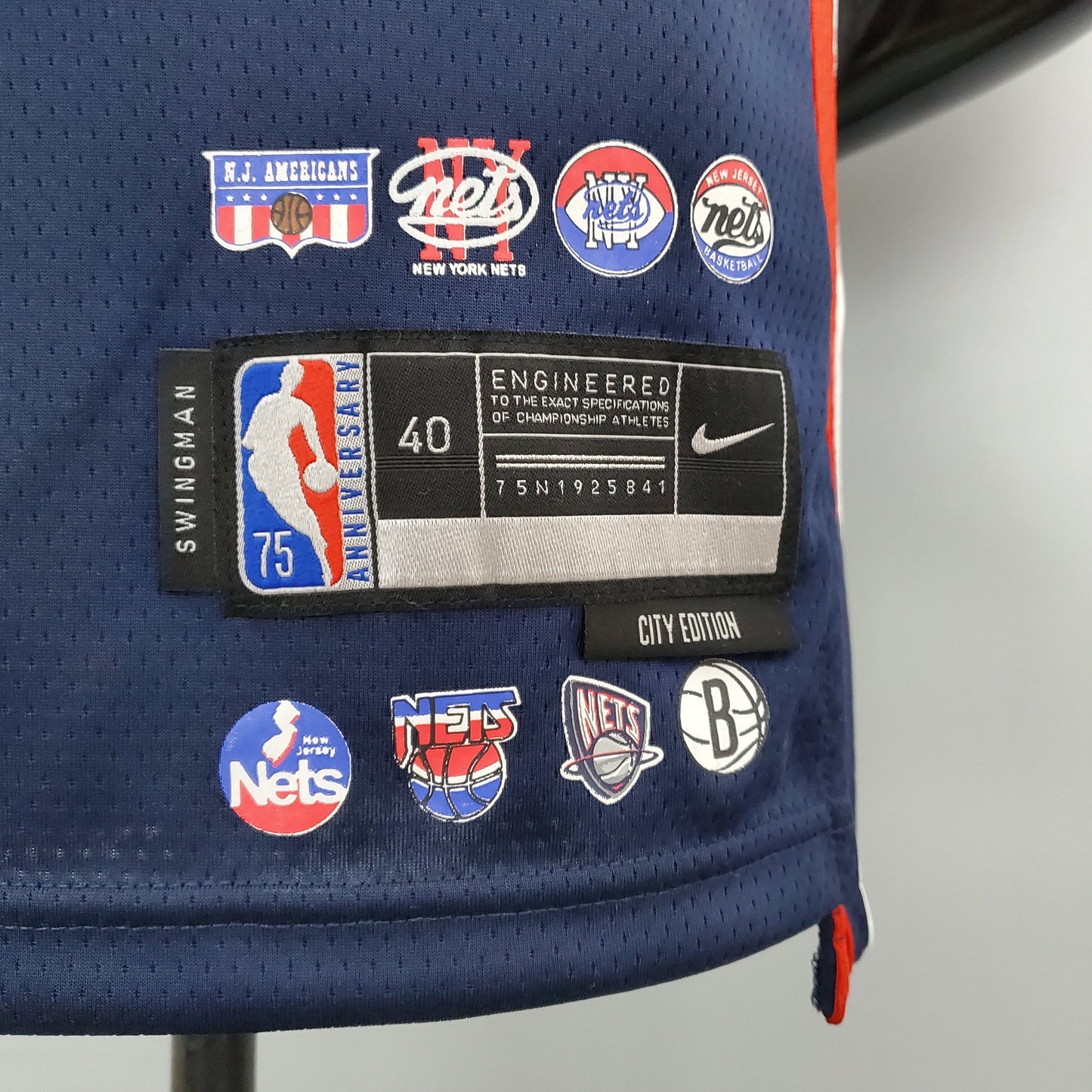 Camiseta NBA Azul Real 2022 75 Aniversario Irving #11 Brooklyn Nets City Edition