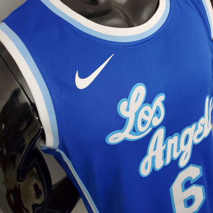 Camiseta Los Angeles Lakers James#6 Latin Night (High Head) Azul NBA