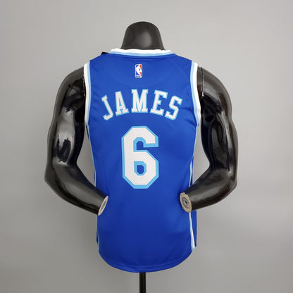 Camiseta Los Angeles Lakers James#6 Latin Night (High Head) Azul NBA