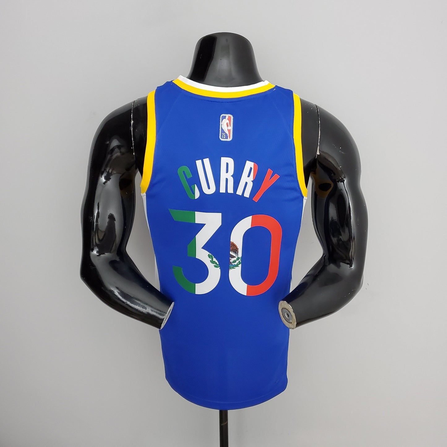 Camiseta 75 Aniversario Golden State Warriors Curry #30 Edición México Azul NBA Jersey